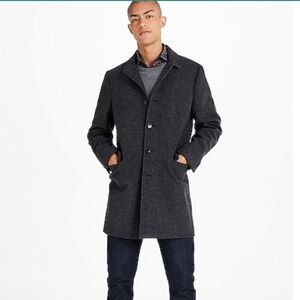 NWT Express Charcoal Grey Recycled Wool Pea Coat Jacket Size M